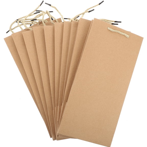 Uonlytech 10Pcs Sturdy Kraft Paper Wine Packing Bags with Handy Reinforced Handles for Wine Bottles