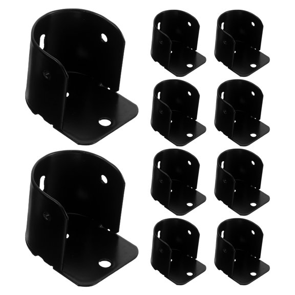 Uonlytech 10Pcs U Shaped Rod Socket Flange Black Metal for Secure Curtain Rod and Wardrobe Support