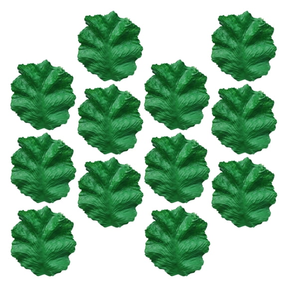 Uonlytech 12Pcs Green Artificial Lettuce Leaves PVC Simulation Vegetable Decor for Photography