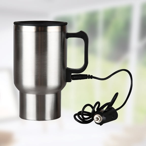 Uonlytech 12V Car Heating Cup Stainless Steel Silver Integrated Design for Long Trips