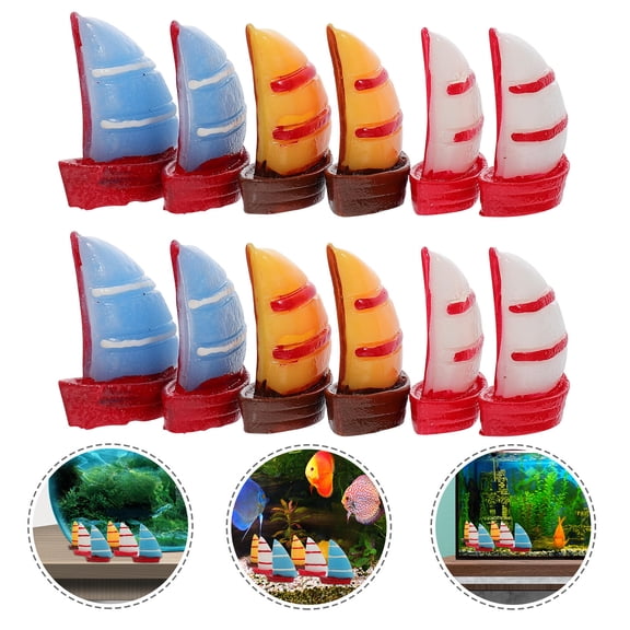 Uonlytech 15Pcs Nautical Mini Sailboat Models Resin Yellow Indoor Decoration