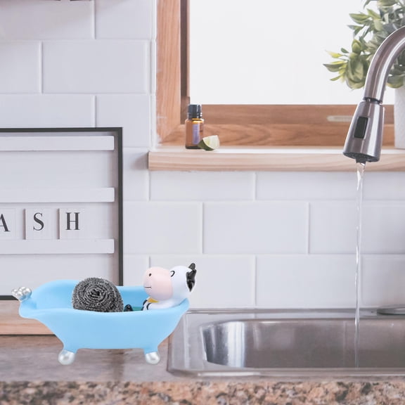 Uonlytech 1PC Funny Soap Dish White Soft Plastic Drainage Cartoon Animal Shape for Home Use