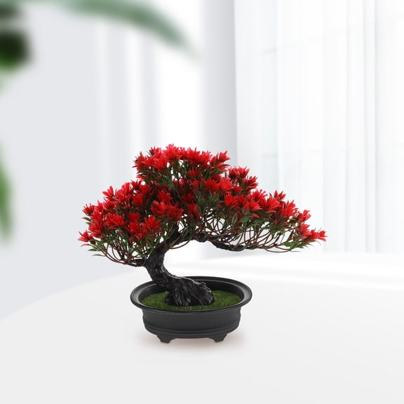 Uonlytech Fine Craftsmanship Red Plastic Imitation Bonsai Pine Tree for Indoor Use