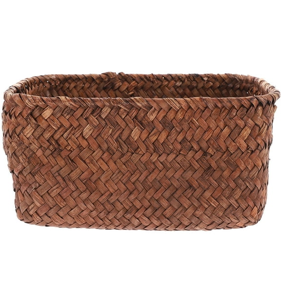 Uonlytech 1Pc Orange Woven Storage Basket Portable Organizer for Household Desktop Use