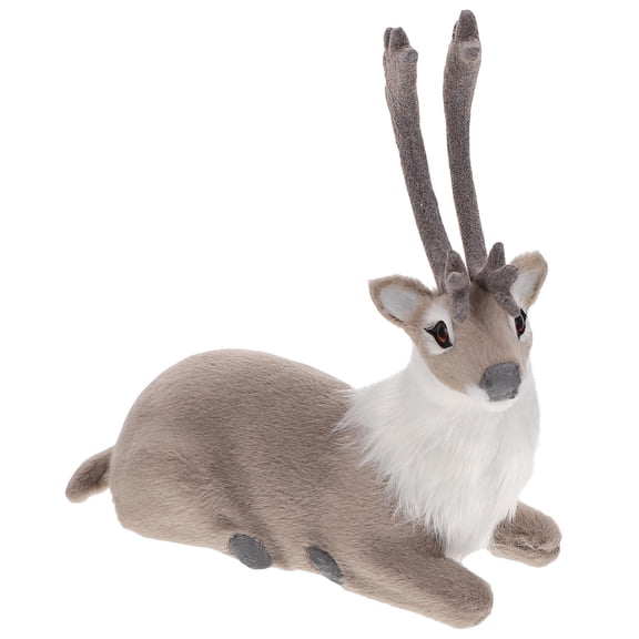 Uonlytech 1Pc Grey Simulation Elk Decor Christmas Ornament Lifelike Animal Figurine for Home