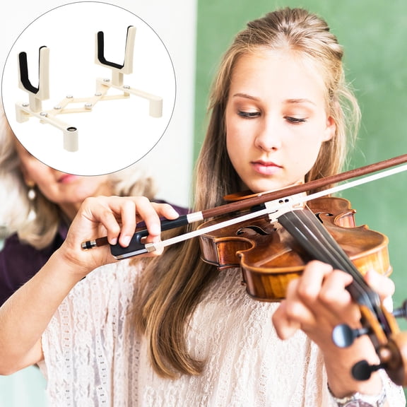 Uonlytech 1Pc Foldable White Violin Storage Rack with Telescopic Frame for Secure Violin Display