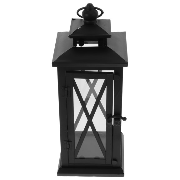 Uonlytech 1Pc Outdoor Indoor Iron Candlestick Candle Holder with Door Lock Black
