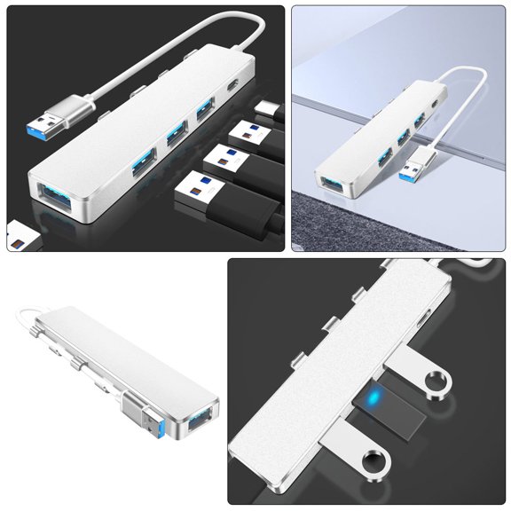 Uonlytech Multi Usb Port for Computer Hub Stainless Steel Abs 1Pack