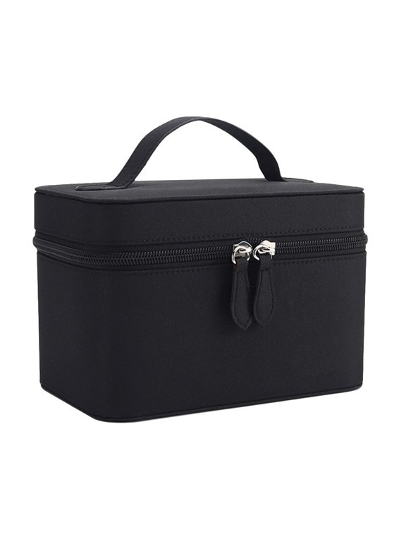 Black Portable Microfiber Travel Organizer Bag for Cosmetics and Toiletries 1Pc