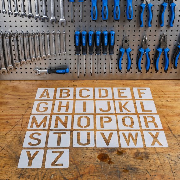 Uonlytech 1Set Double Sided Reusable Letter Stencils for Crafts with High Definition Plastic Templates