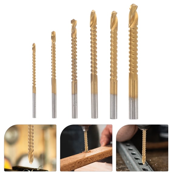 Uonlytech 1Set High Hardness Titanium Plated Side Cutting Drill Bit for Wood Metal Car Use