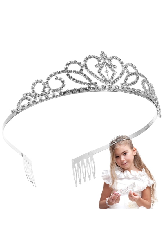 Wedding Hair Barrettes Plated Silver Alloy Crystal Bride Hair Loop Tiara Headband for Formal Events