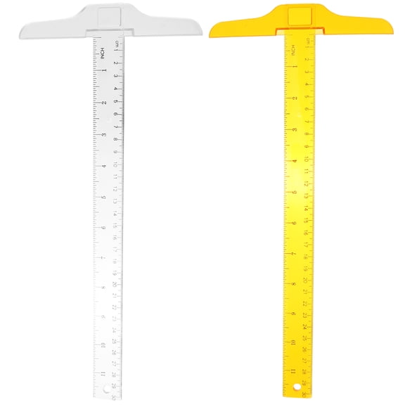 Uonlytech 2Pcs Durable Plastic T Ruler with High Precision Scale for Architect and Student Projects