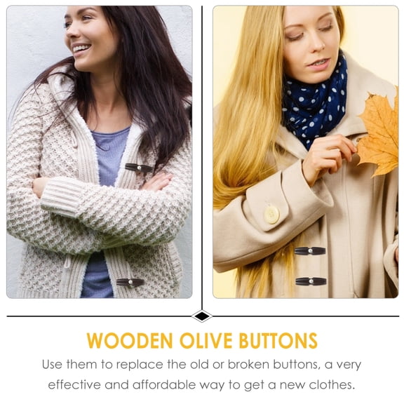 Uonlytech Olive Horn Buttons Coffee Wooden Sew-on for Coats Sweaters 20Pcs