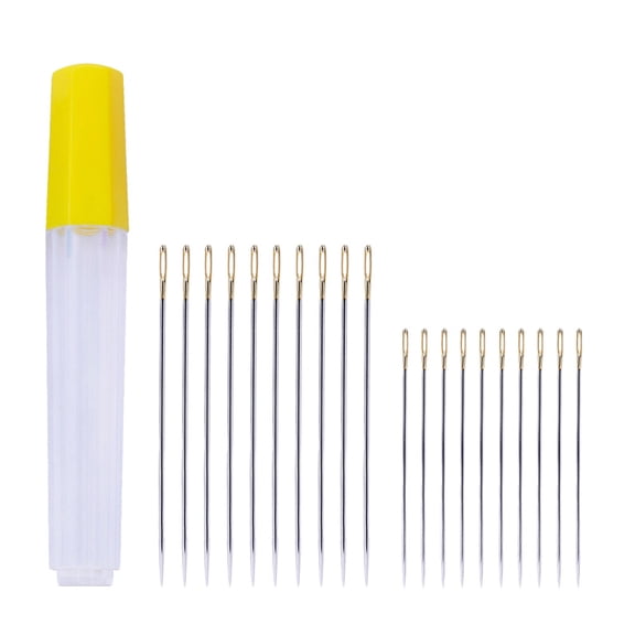 Uonlytech 20Pcs Plated Silver Stitching Needles Large Eye Embroidery Needles for Cross Stitch and Sewing Projects