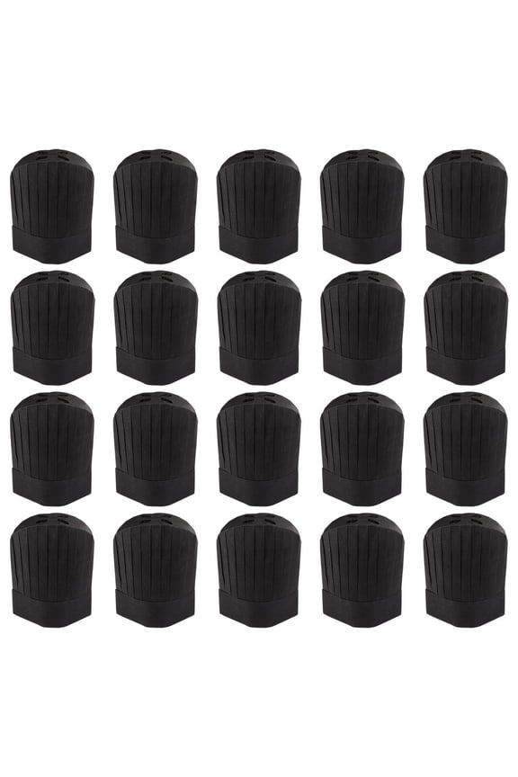 20Pcs Disposable Chef Hat Black Soft Paper Cooking Cap for Kitchen Working