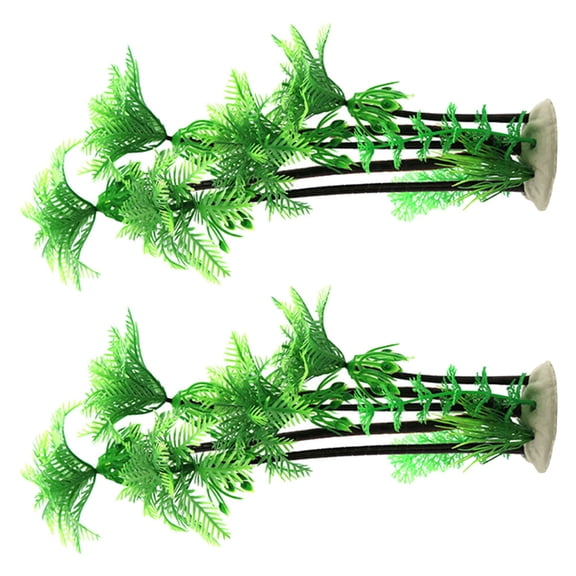 Uonlytech 2Pcs Aquarium Decorative Artificial Coconut Trees Plastic Wear-Resistant Green