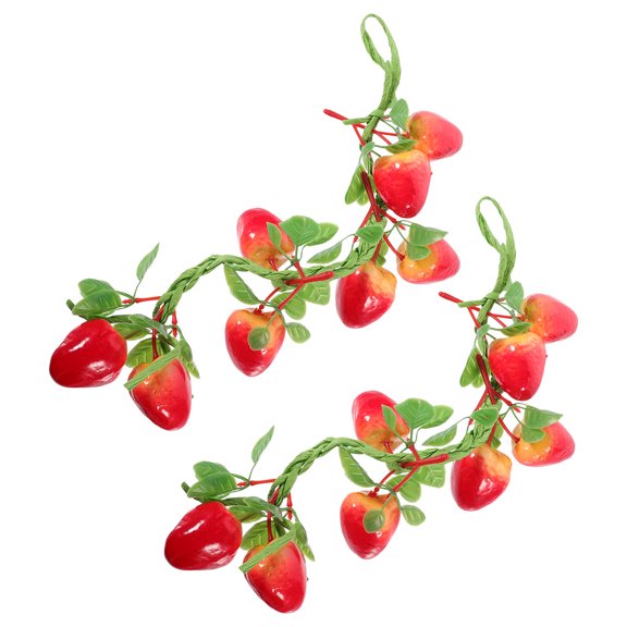 Uonlytech Set of 2 Artificial Strawberry Vine Decorations with Foam Fruit for Wall Hanging and Home Decor