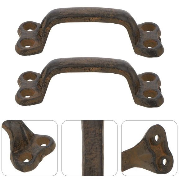 Uonlytech Cast Iron Door Handle, Brown, Vintage Rustic, High Hardness, Easy to Install, 2Pcs
