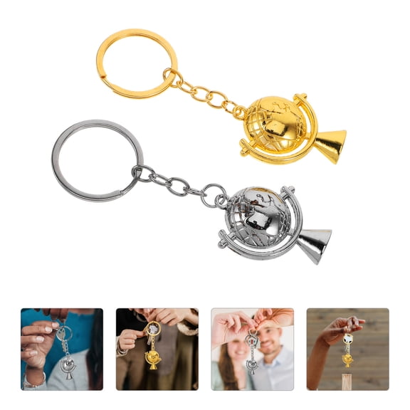 Uonlytech 2Pcs Decorative Globe Pendant Keychain Multi Color Travel Souvenir with World Map Pattern