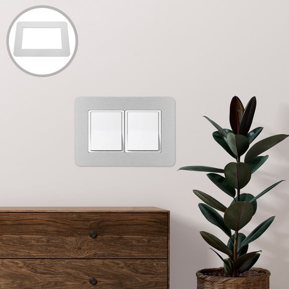 Uonlytech 2Pcs Plated Silver Decorative Electrical Outlet Covers Self Adhesive Wall Plate Stickers