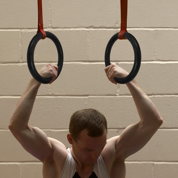 Uonlytech 2PCS Fitness Rings Gymnastic Rings ABS Black for Dips and Pull-ups in Cross-Training