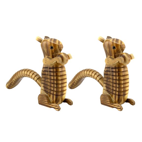 Uonlytech 2Pcs Light Brown Wooden Squirrel Statue Decor for Garden Yard Home Ornament