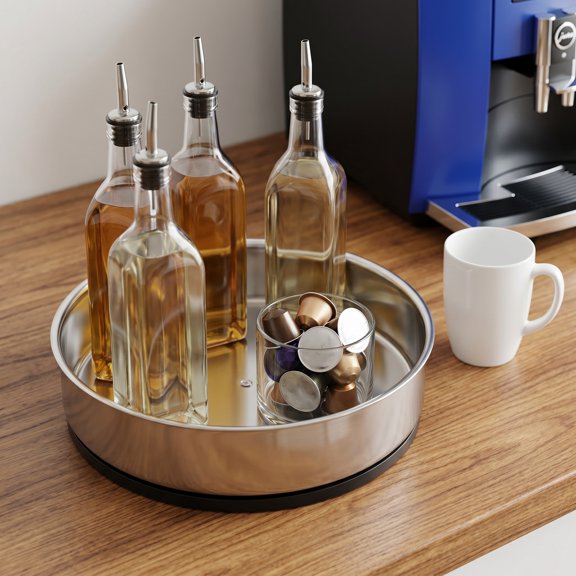 Uonlytech 2Pcs Multifunctional Stainless Steel Spice Rack with Smooth Rotation Design
