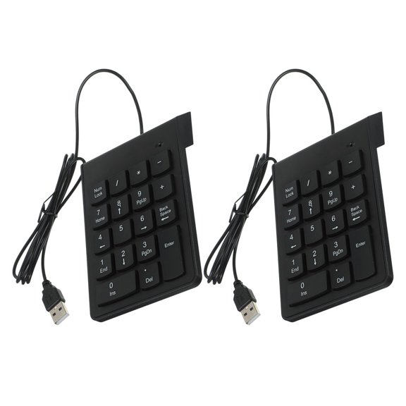 Uonlytech 2Pcs Portable Number Pad Keyboard for Laptop USB Black Compact Financial Use