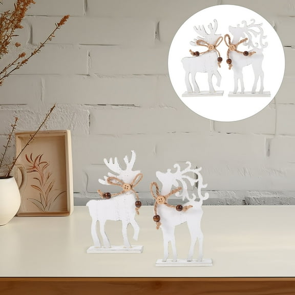 Uonlytech White Wooden Reindeer Christmas Decorations for Home and Office