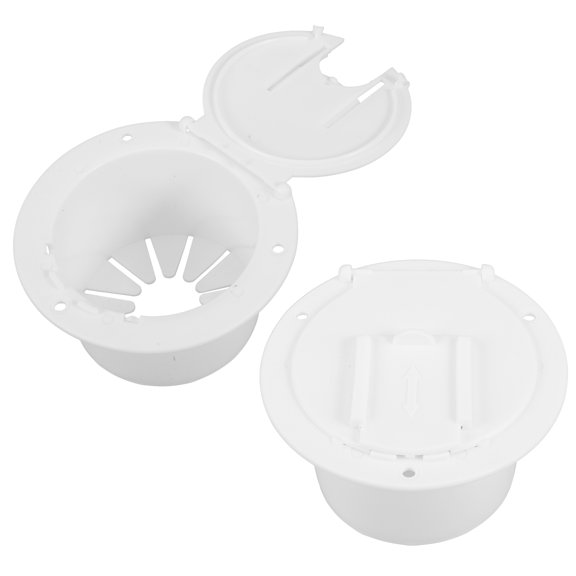 Uonlytech 2Pcs Rv Electrical Cable Hatch White Round Waterproof Cover for Marine Trailer Camper