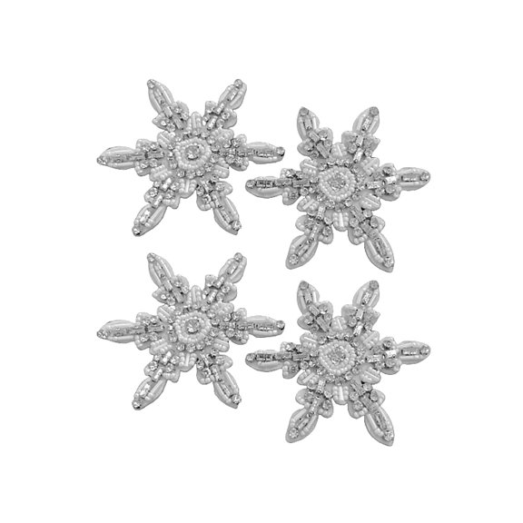 Uonlytech 2Pcs Snowflake Embroidery Patches for Crafting White Fabric Repair Patch