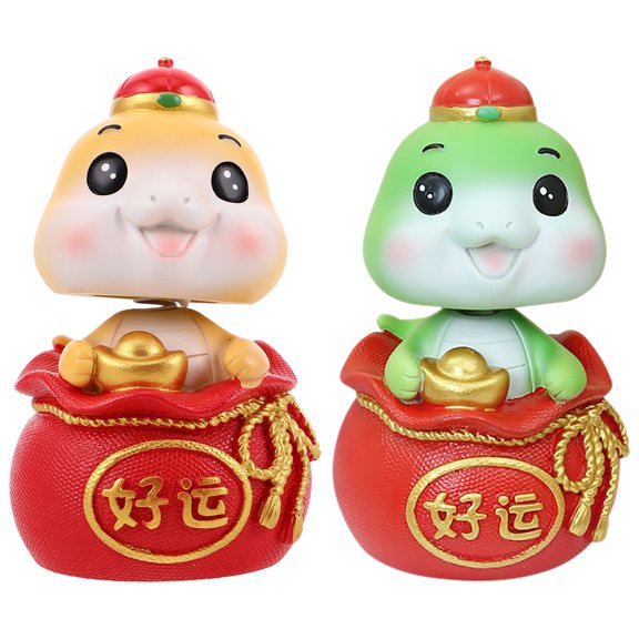 Uonlytech 2Pcs Spring Festival Snake Figurines with Cute Head Bobbing for Desk and Vehicle Decor