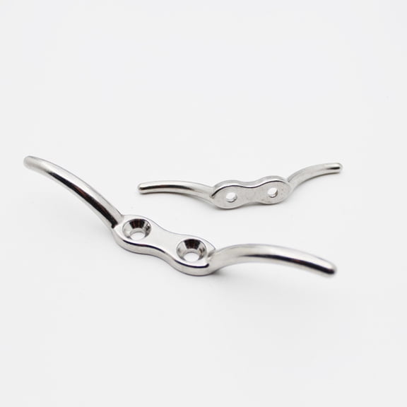 Uonlytech 2Pcs Plated Silver Stainless Steel Yacht Anchor Rope Cleat for Boat Dock Use with 2 Bolt Mounting Holes