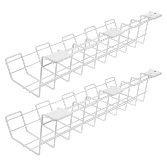 Uonlytech 2Pcs Under Desk Cable Organizers White Durable Storage Racks for Power Strips and Surge Protectors