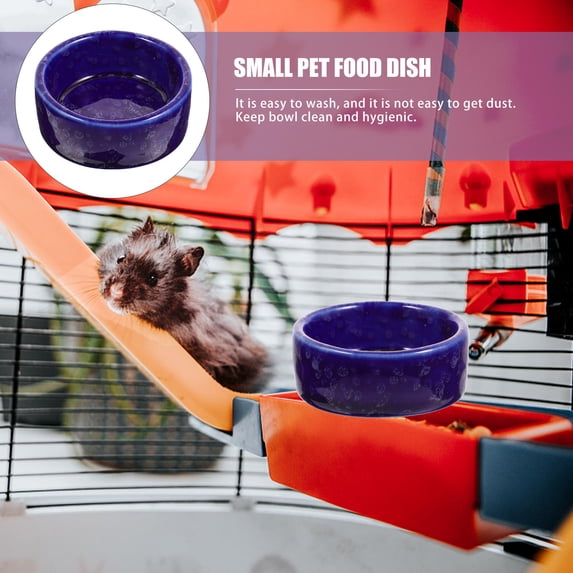 Pigs Injuries Uonlytech 2Pcs Washable Dark Blue Ceramic Hamster Accessory Bowl for ...