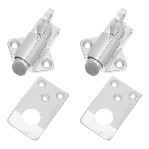 Uonlytech 2Sets Automatic Spring Loaded Bolt Latch for Cabinet Doors Zinc Alloy Plated Silver Metal