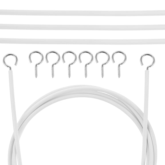 Uonlytech 2Sets White Flexible Curtain Wire Railing System Kit for Hanging Curtains Banners and Pictures