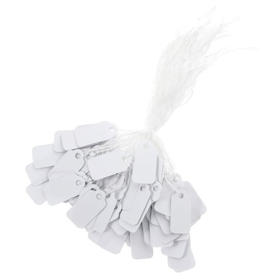 Uonlytech 300Pcs Tags with String for Labeling White Rectangular Merchandise Tag
