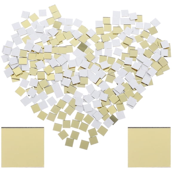 Uonlytech 300pcs Mirror Sewing Tiles Golden Glass Tiles For Vase Making Modern Style
