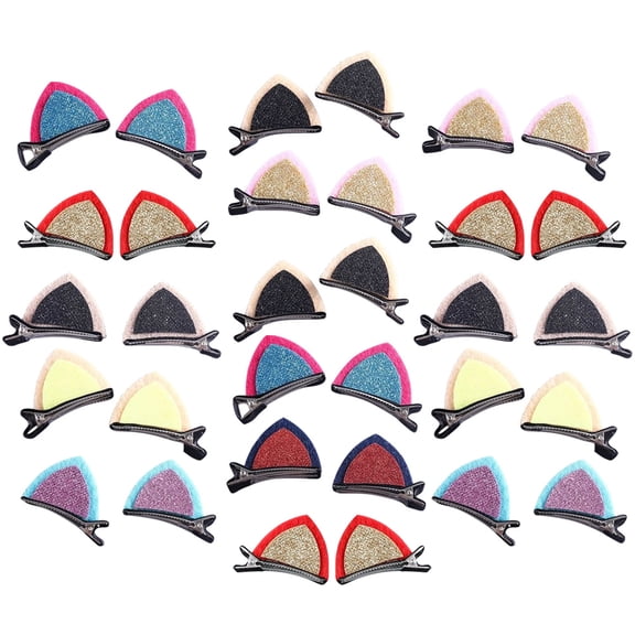 Uonlytech 32Pcs Cat Ear Hair Clips Small Metal Hairpins Stylish Hair Accessories for Birthday and Banquet
