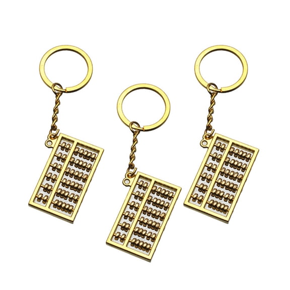 Uonlytech 3Pcs Golden Abacus Keychains Eye Catching Stylish Key Holder for Bag and Backpack