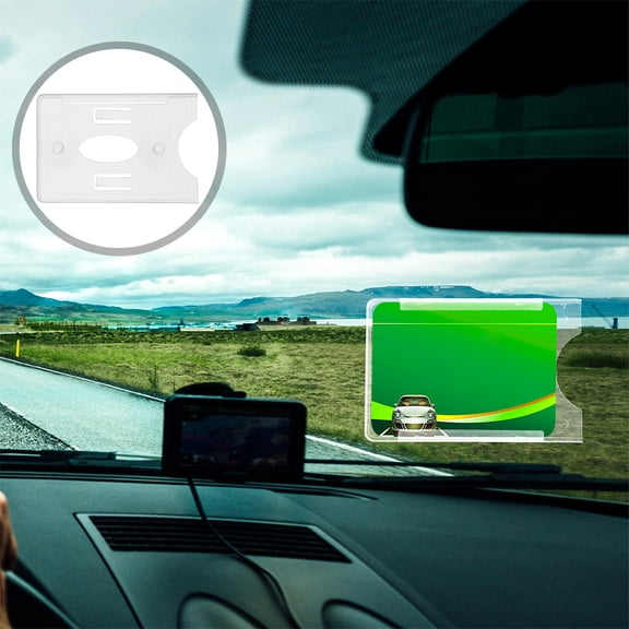 Uonlytech 3Pcs Car Permit Holder for Windshield Easy Setup Clear ABS Material