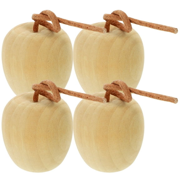 Uonlytech Unpainted Khaki Wooden Fruit Ornaments for Creative Decoration 4Pcs