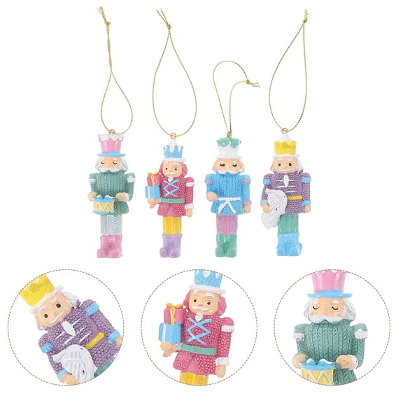 Uonlytech 4Pcs Resin Hanging Nutcracker Ornament Traditional Christmas Decoration for Home
