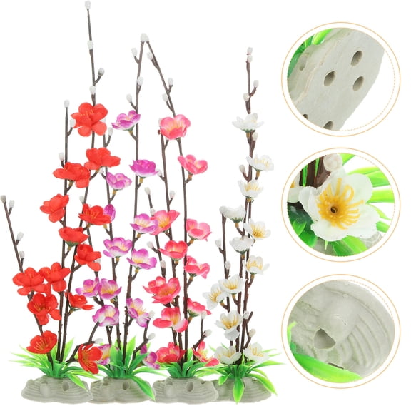 Uonlytech 4-Piece Artificial Flower Set for Sashimi Plate Decoration, Assorted Colors, Elegant Table Ornament