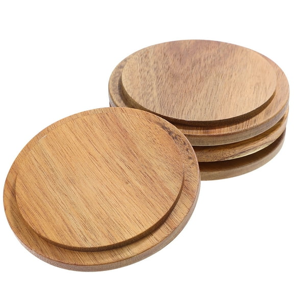 Uonlytech Multi-Use Wooden Cup Lids Light Brown Airtight Seal for Coffee and Tea 4Pcs