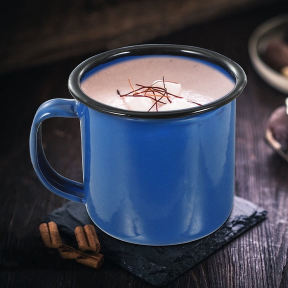 Uonlytech 4Pcs Vintage Enamel Camping Mugs for Coffee Tea and Soup Serving At Home Or Travel