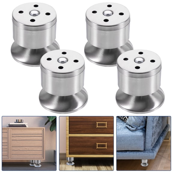 Uonlytech Adjustable Furniture Leveler Legs, Plated Silver, Anti-Slip, for Home