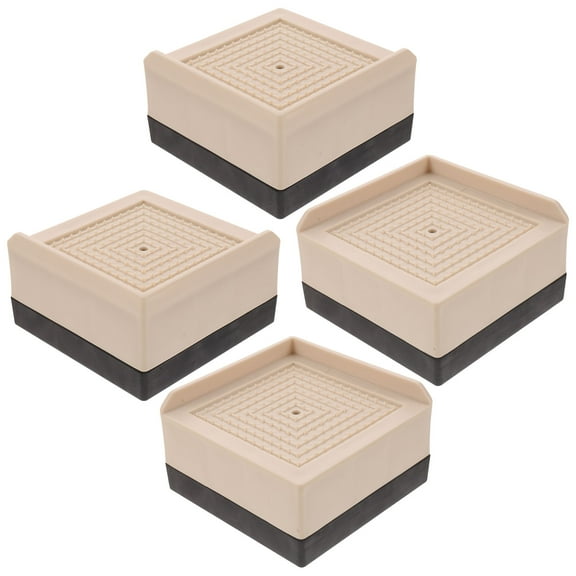 Uonlytech Bed Raiser Beige Plastic for Furniture Stability and Storage 4Pcs